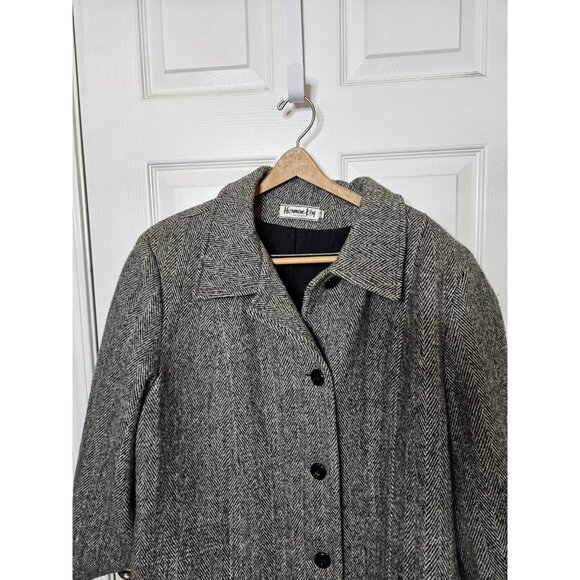 Herman Kay Wool Pea Coat Jacket Gray 3 Button Closure USA VINTAGE 90S 22wp USA - Picture 2 of 12